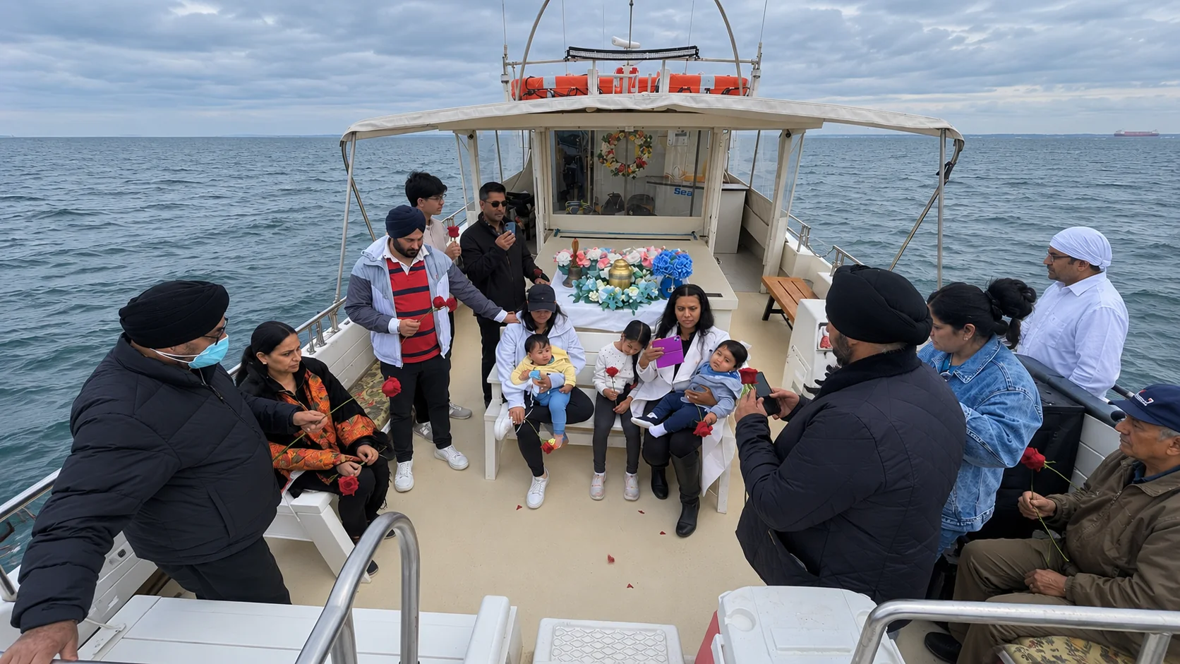 Hindu family ceremony aboard a vessel
